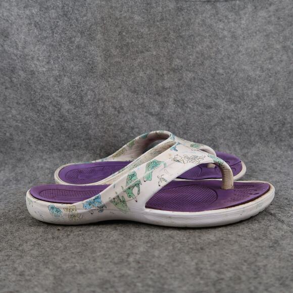 Casual Shoes Womens 40 Sandals Flip Flops Slip On Flat Dog Print Comfort Active - Picture 1 of 10